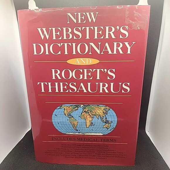 New Websters Dictionary and Rogets Thesaurus - Hardcover - ACCEPTABLE - Picture 1 of 6